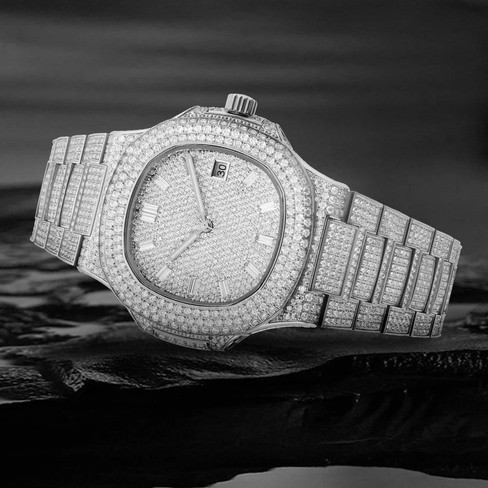 Iced Out Stainless Steel Mechanical Watch
