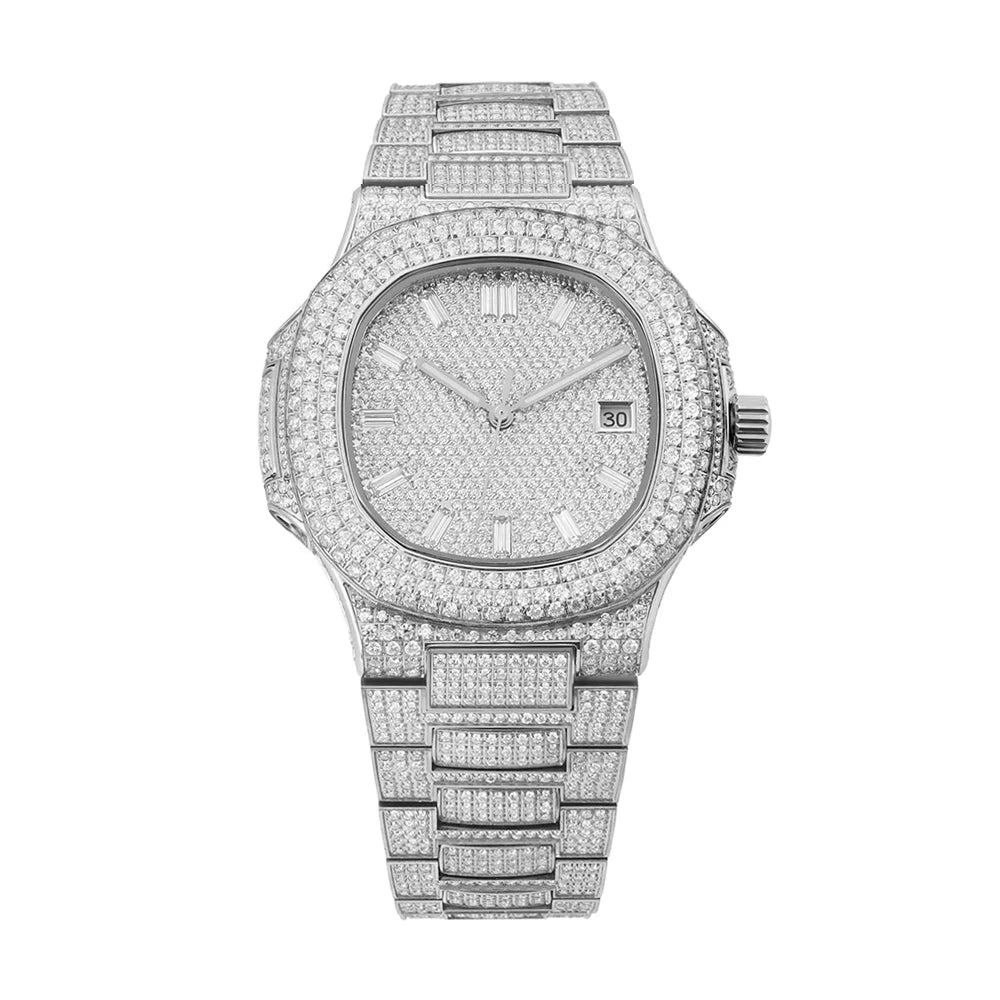 Iced Out Stainless Steel Mechanical Watch
