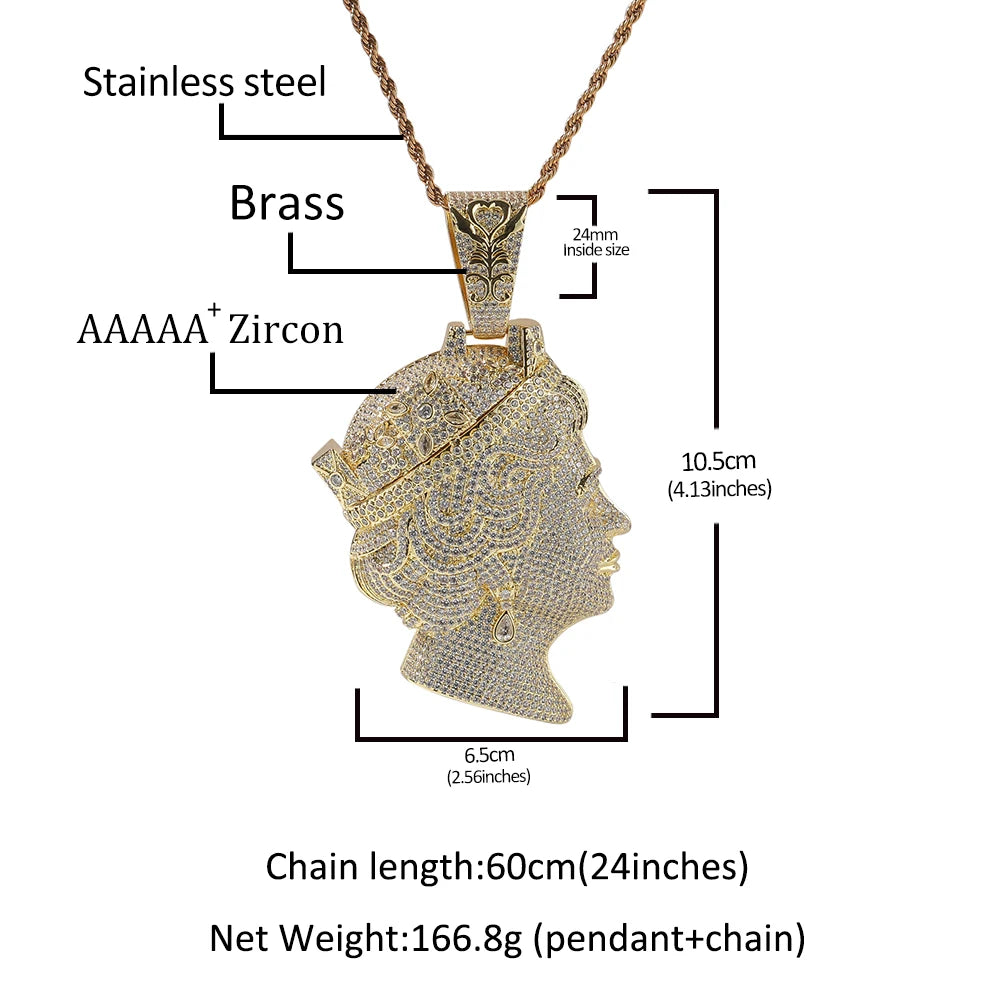 Iced Out Queen Elizabeth Portrait Pendant