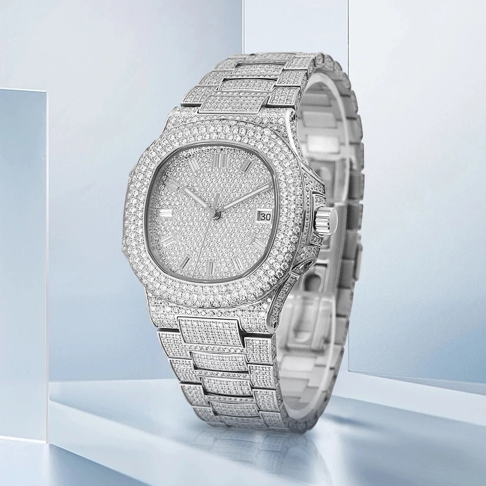 Iced Out Stainless Steel Mechanical Watch