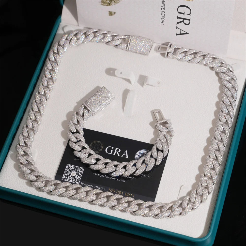 14mm Iced Out Silver Cuban Link Chain