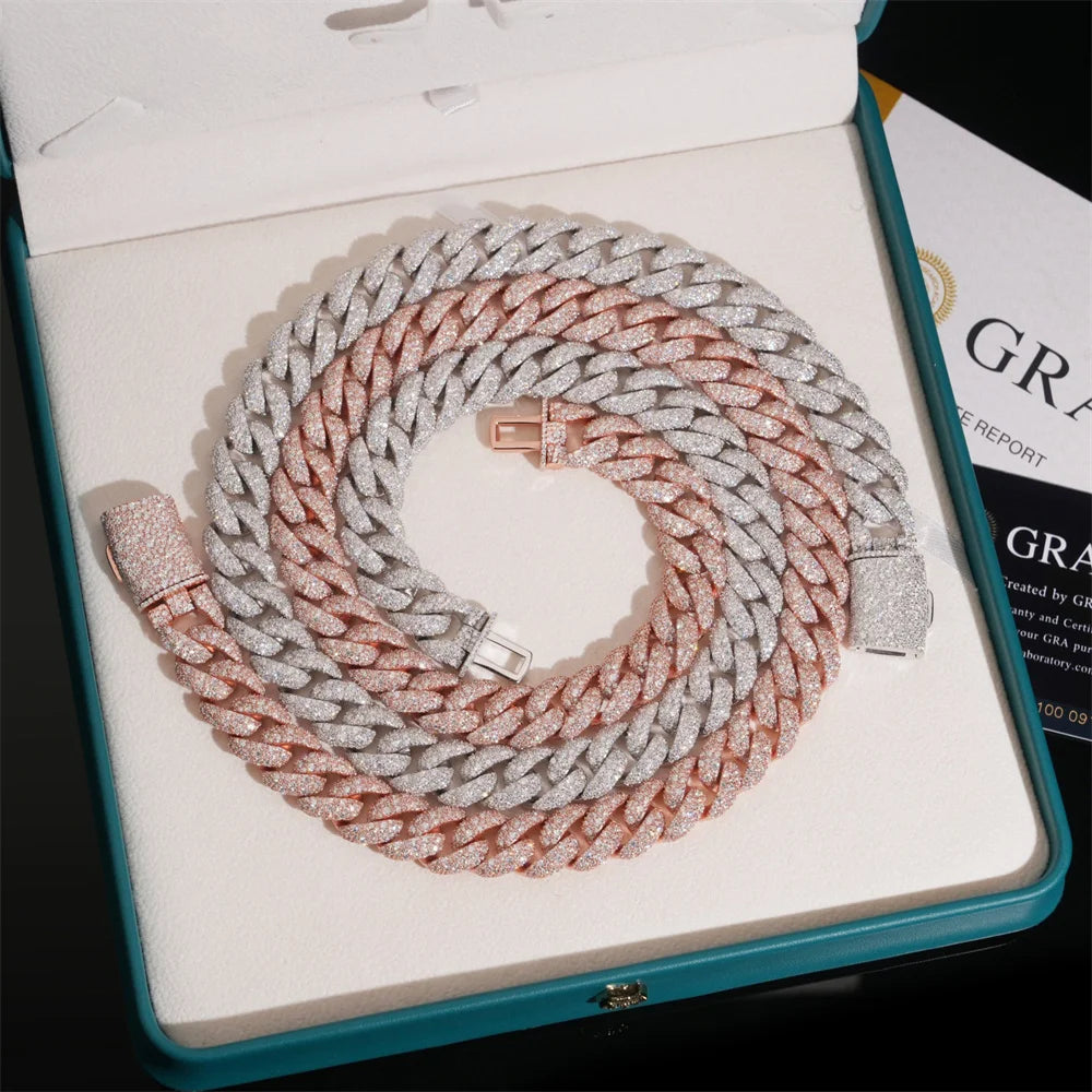14mm Iced Out Silver Cuban Link Chain