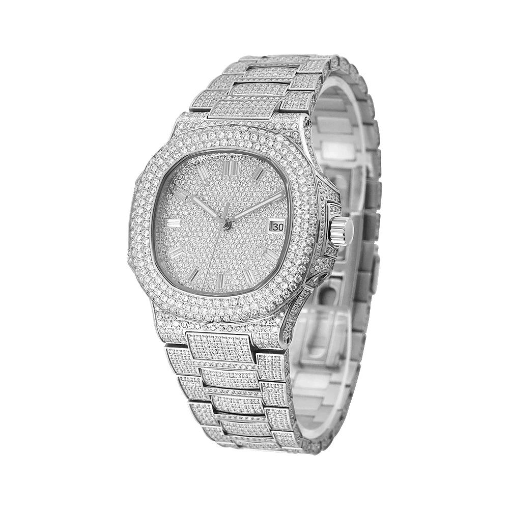 Iced Out Stainless Steel Mechanical Watch
