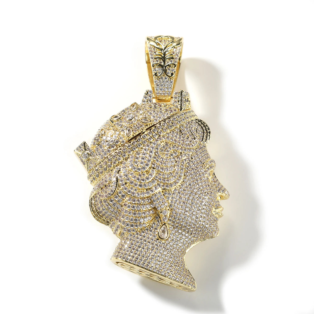 Iced Out Queen Elizabeth Portrait Pendant