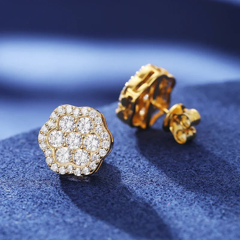 Iced Out Flower Stud Earrings