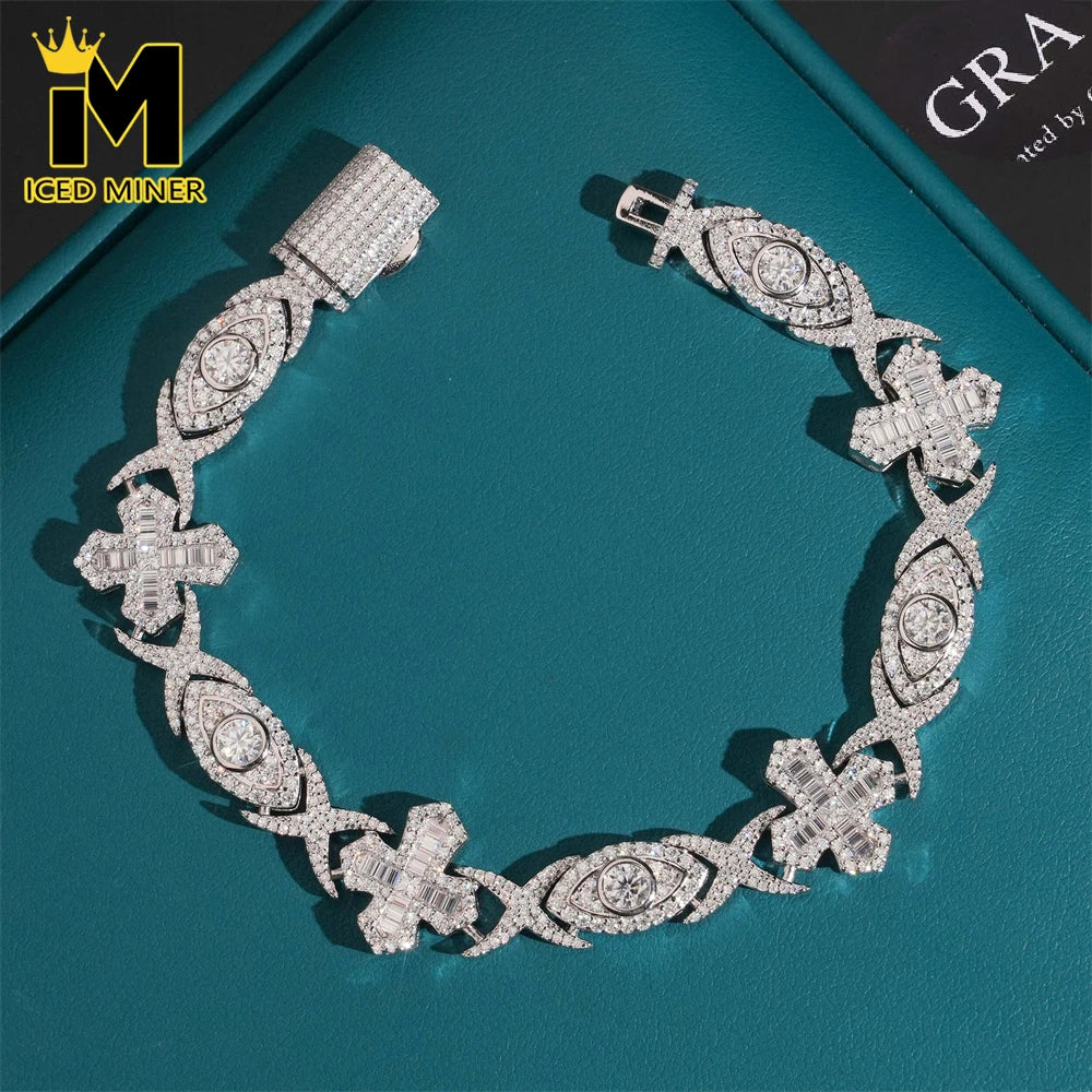 14mm Iced Out Cross Eye Link Chain
