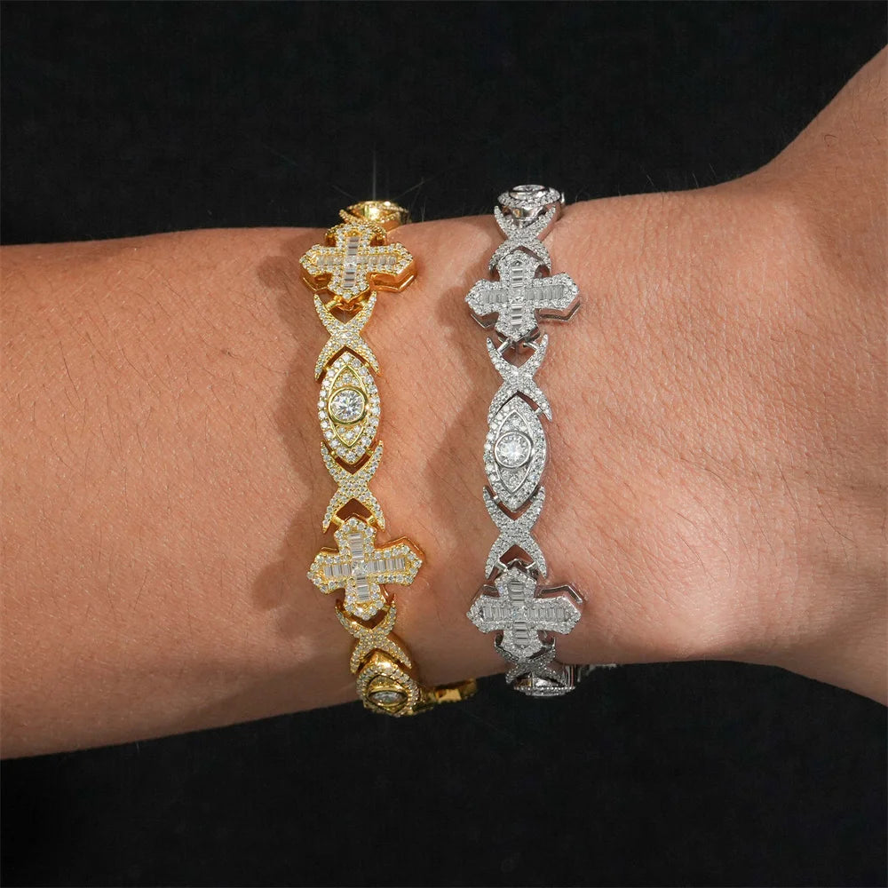 14mm Iced Out Cross Eye Link Chain