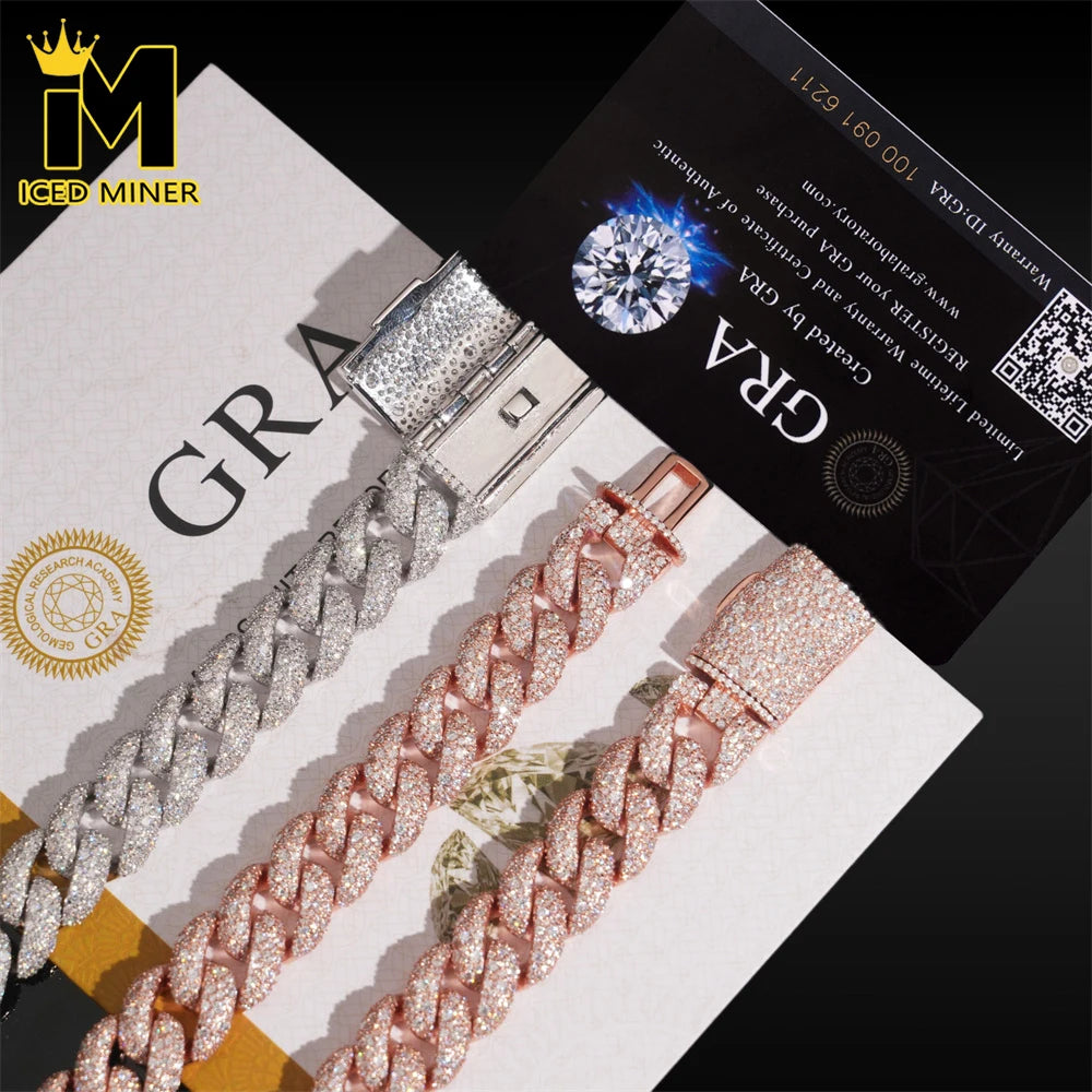 14mm Iced Out Silver Cuban Link Chain