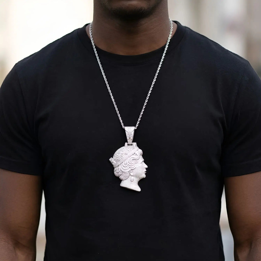 Iced Out Queen Elizabeth Portrait Pendant