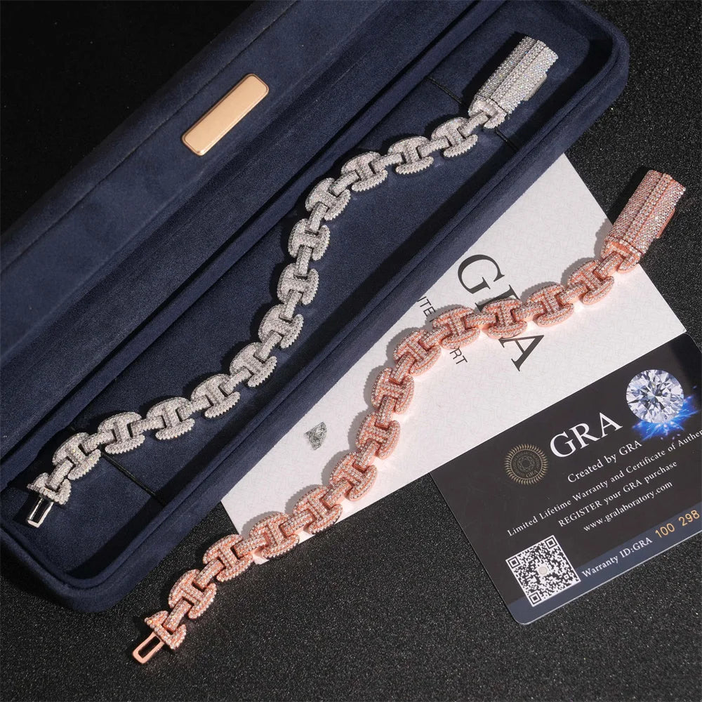 12mm Iced Out  Bean Chain