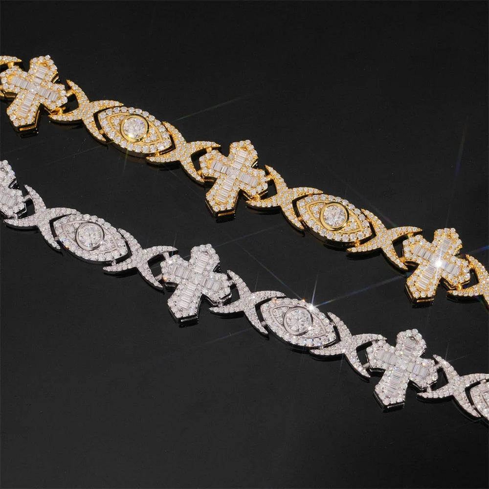 14mm Iced Out Cross Eye Link Chain