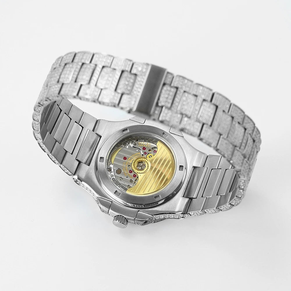 Iced Out Stainless Steel Mechanical Watch
