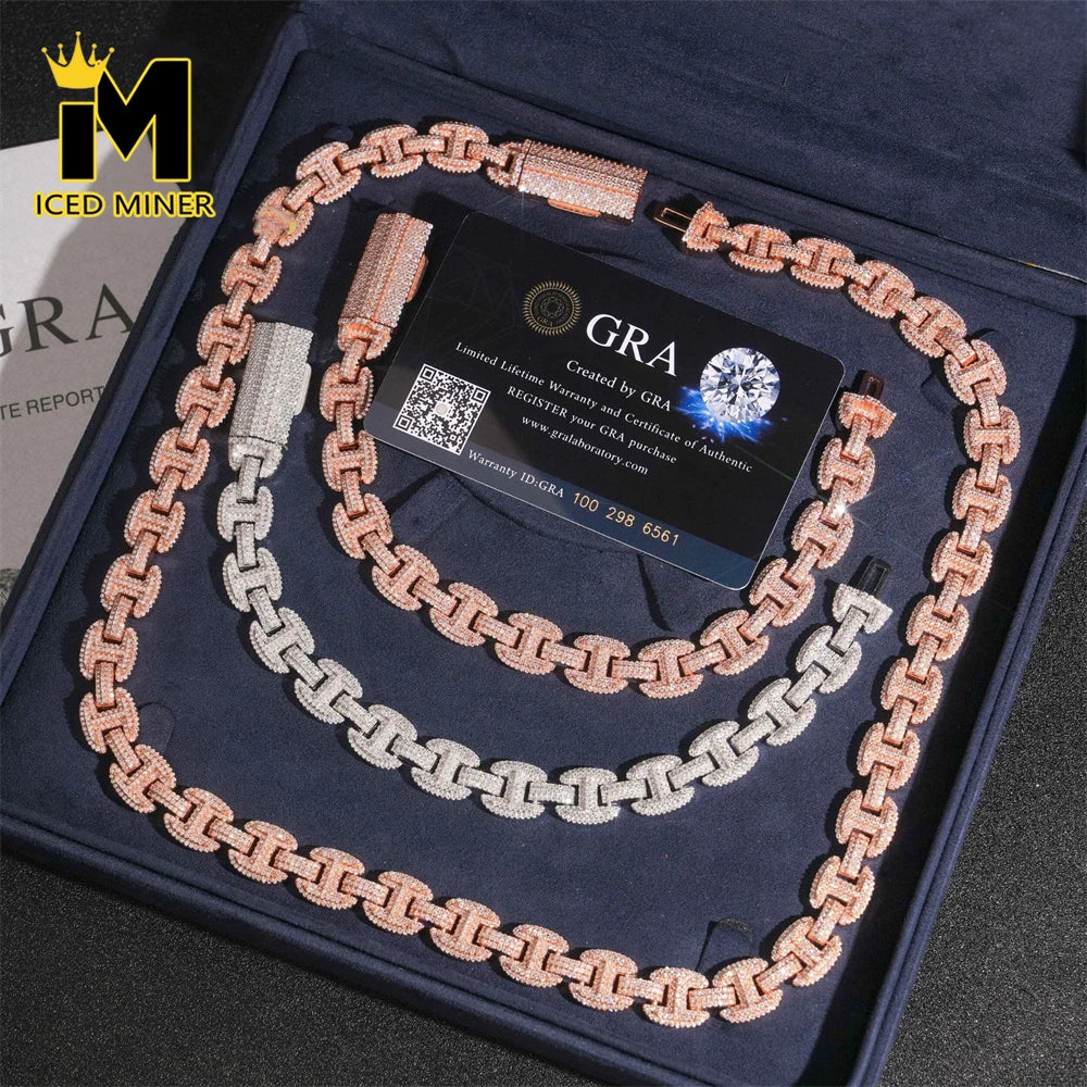 12mm Iced Out  Bean Chain