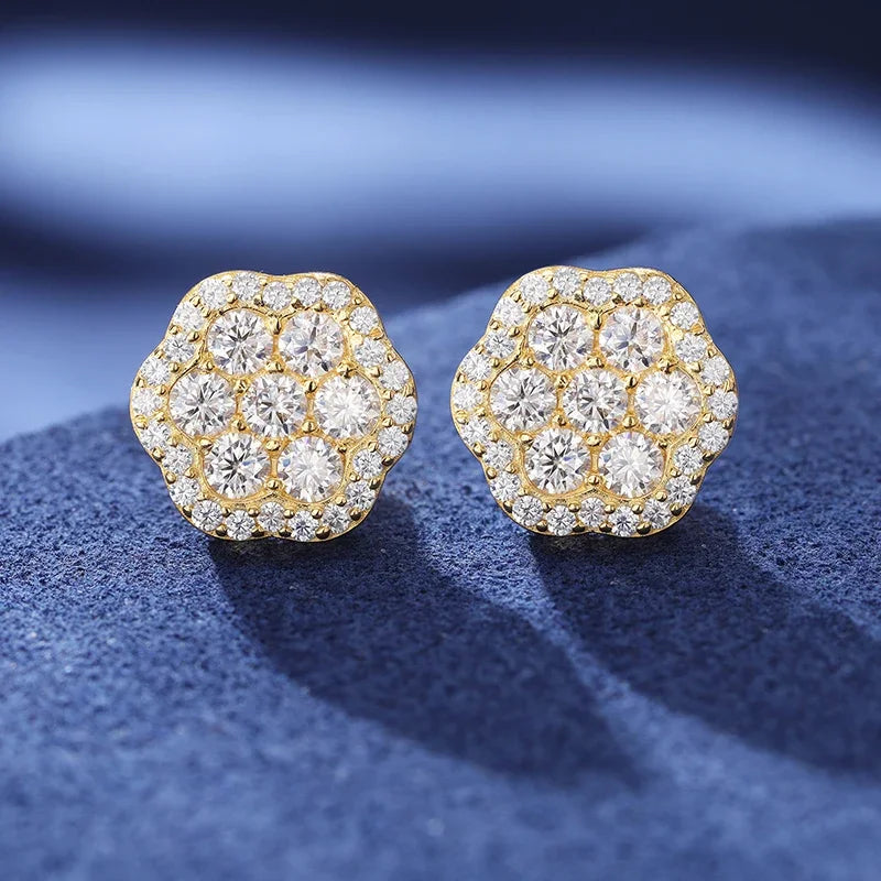 Iced Out Flower Stud Earrings