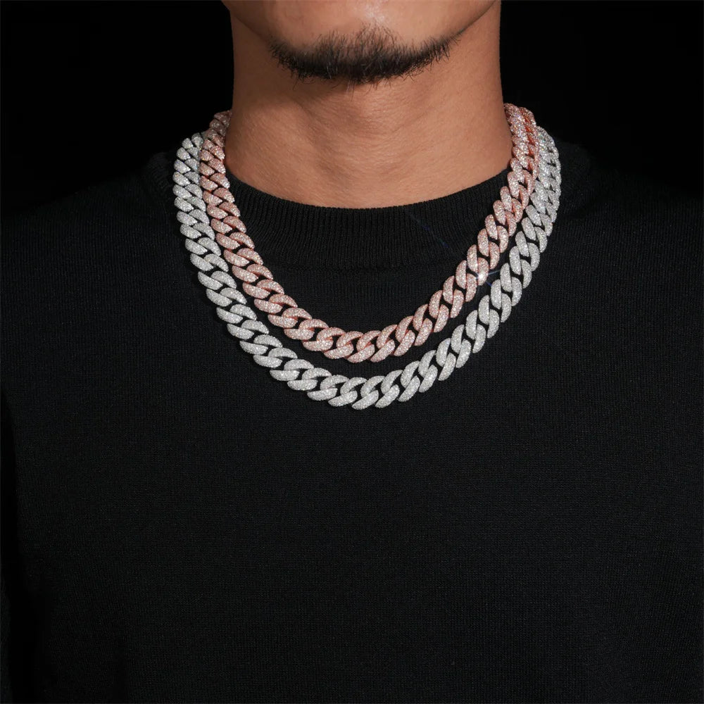 14mm Iced Out Silver Cuban Link Chain