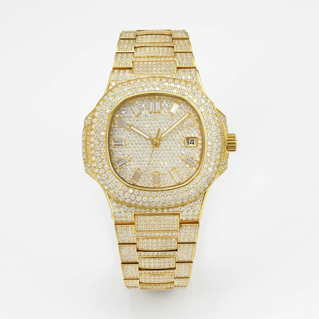 Iced Out Stainless Steel Mechanical Watch