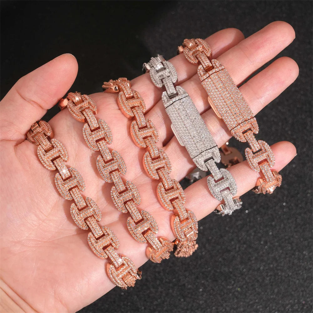 12mm Iced Out  Bean Chain