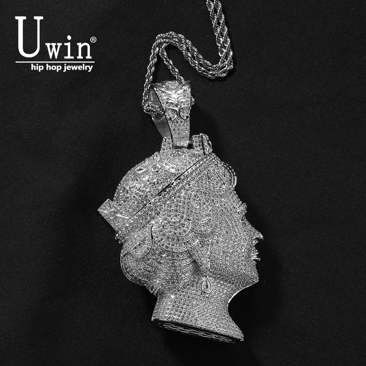 Iced Out Queen Elizabeth Portrait Pendant
