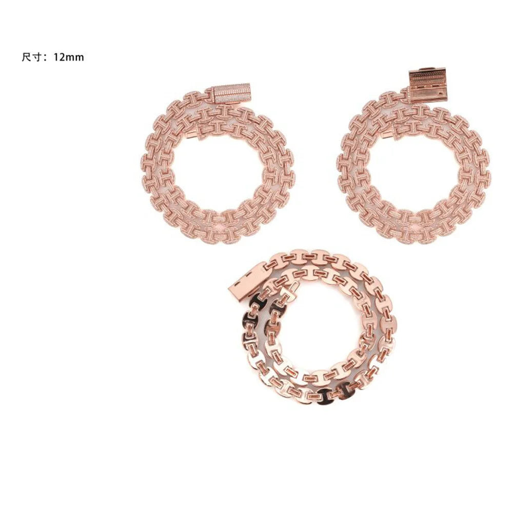 12mm Iced Out  Bean Chain