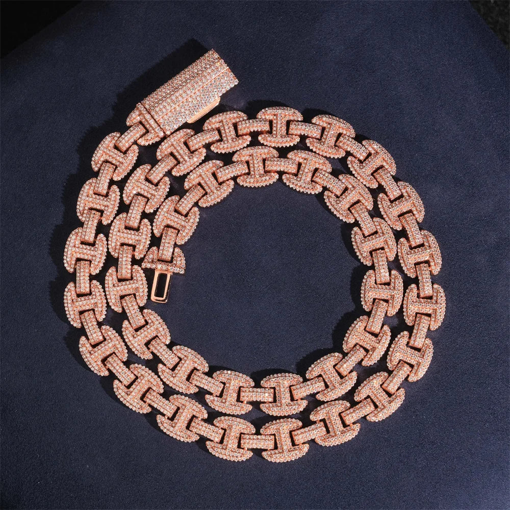12mm Iced Out  Bean Chain