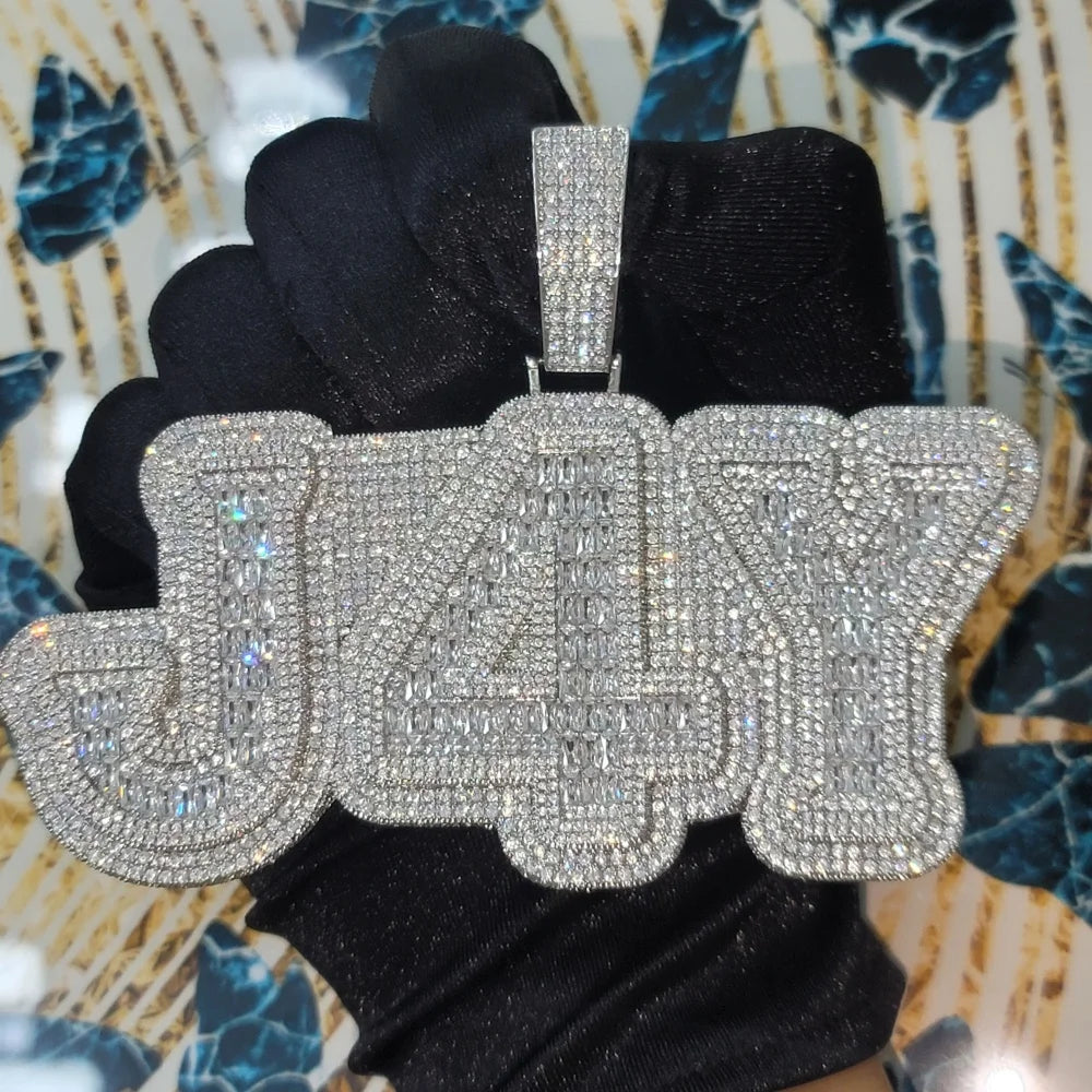 Iced Out Big Baguette Custom Letter Pendant