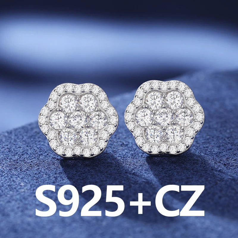 Iced Out Flower Stud Earrings