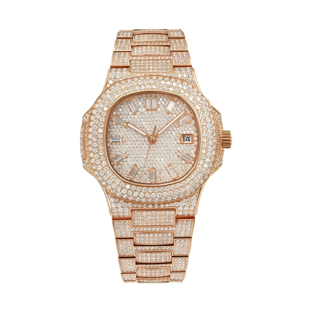 Iced Out Stainless Steel Mechanical Watch