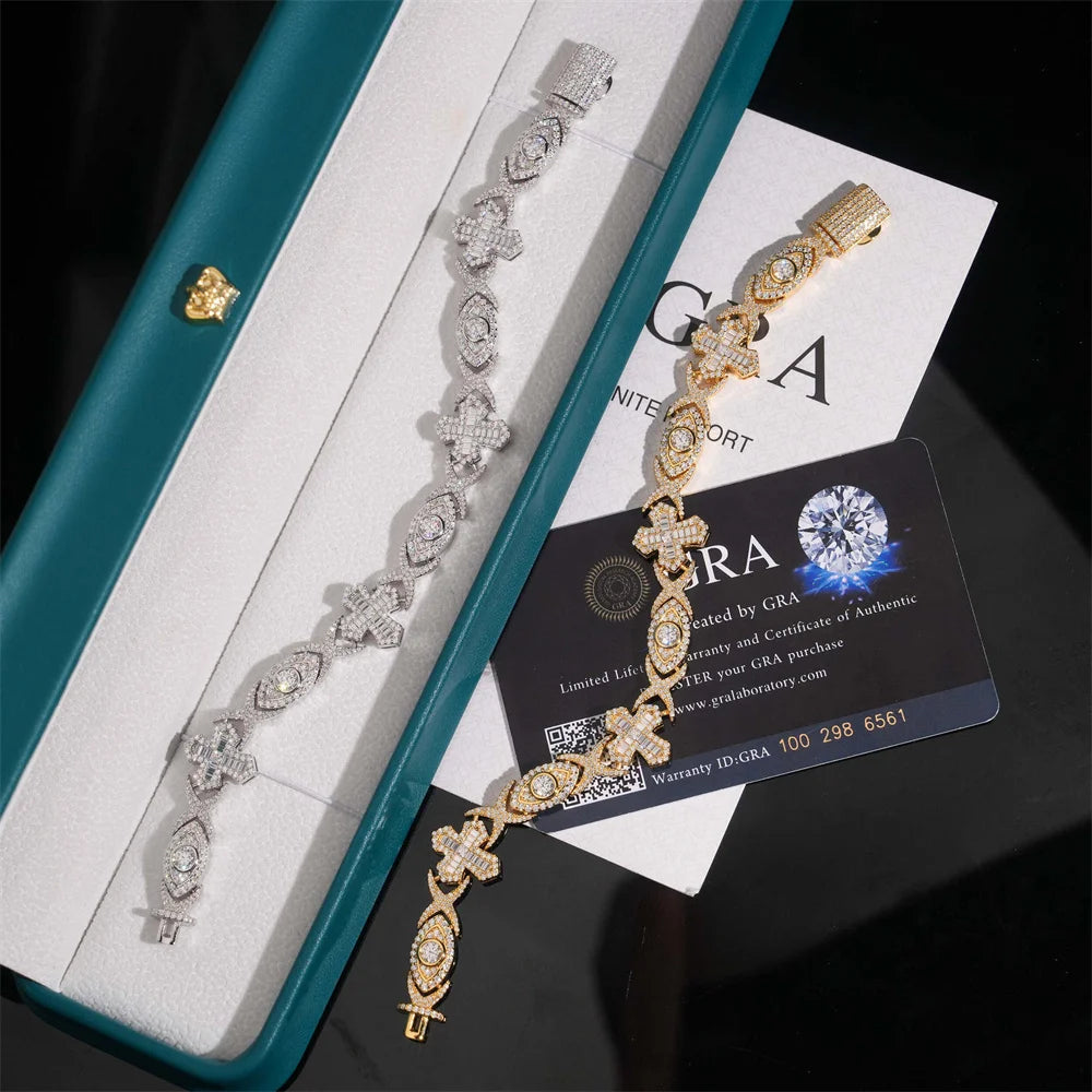 14mm Iced Out Cross Eye Link Chain
