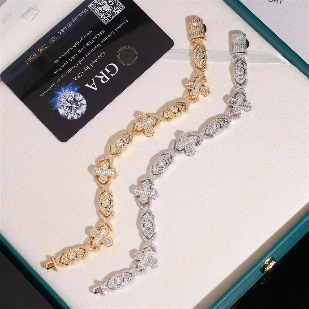 14mm Iced Out Cross Eye Link Chain
