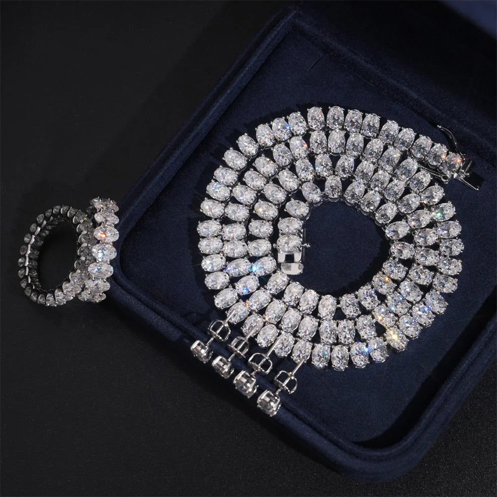 5x7mm Egg Iced Out Tennis Chain